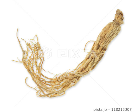 Isolated ginseng cut out on white background. Isolated ginseng cut out on white background. 118215307