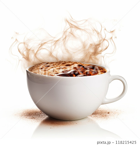Hot drink on white background. 118215425