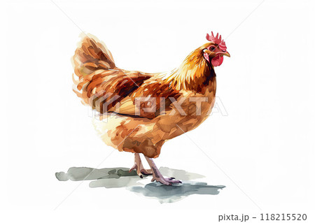 Watercolor Illustration of a Chicken 118215520