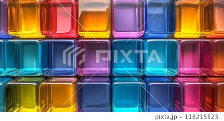 Banner made of multi colored glass cubes 118215523
