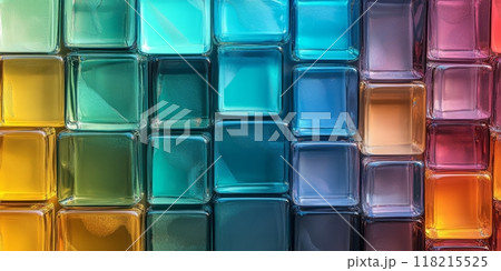 Banner made of multi colored glass cubes 118215525