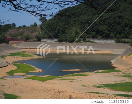 水位が大幅に下がった池 水位が大幅に下がった池 118215536