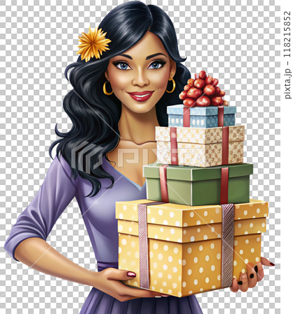 happy girl with gift box happy girl with gift box 118215852