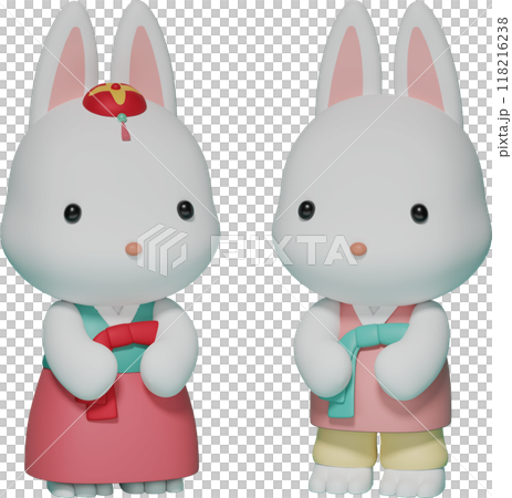 south korea traditional holiday chuseok rabbit character wear hanbok south korea traditional holiday chuseok rabbit character wear hanbok 118216238