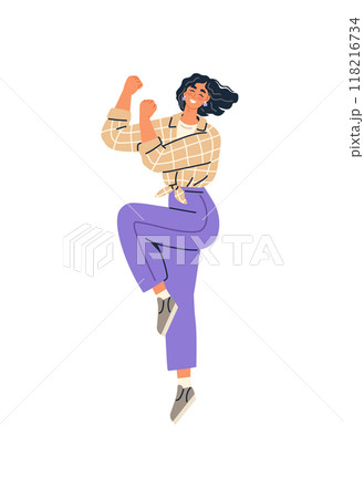 Happy people vector illustration. The happy people concept thrives on emotion being carefree and glad Positive and successful individuals celebrate each achievement with excitement 118216734