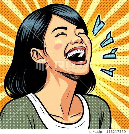 歯を見せて大笑いする女性のイラスト …