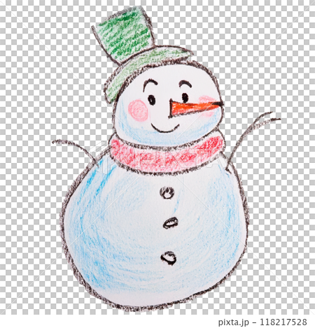 雪だるま 冬 雪遊び 雪 かわいい クレヨン 手描き 手書きのイラスト