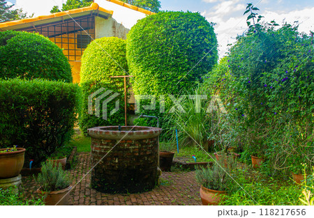 old brick well in garden 118217656