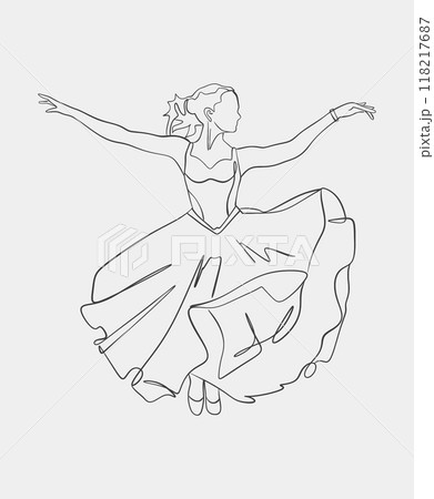 Minimalist line drawing of a ballet dancer 118217687