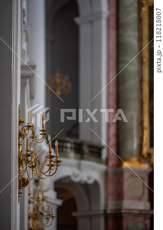 Interior of the Dresden Cathedral of the Holy Trinity (Katholische Hofkirche) at Theaterplatz square in Dresden, Saxony, Germany 118218007