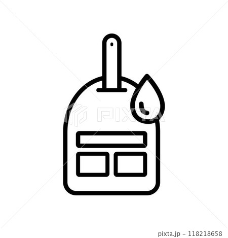 Glucometer or blood sugar monitoring system editable stroke outline icon isolated on white background flat vector illustration. Glucometer or blood sugar monitoring system editable stroke outline icon isolated on white background flat vector illustration. 118218658