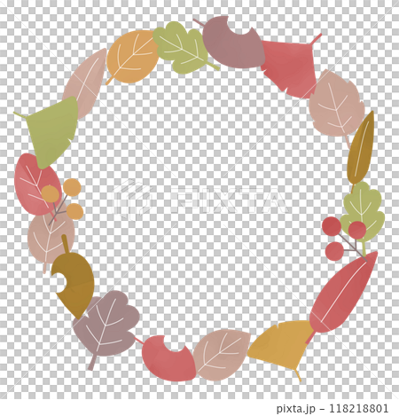 Autumn wreath-style frame, leaves, fallen leaves 118218801