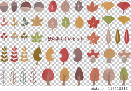 Autumn decoration set: leaves, fallen leaves, plants, autumn leaves, ginkgo Autumn decoration set: leaves, fallen leaves, plants, autumn leaves, ginkgo 118218818
