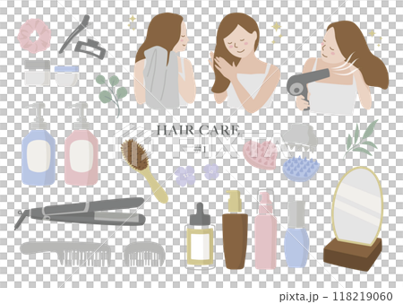 一個女人做頭髮護理的插圖 118219060