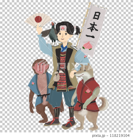 桃太郎と犬猿雉のイラスト 桃太郎と犬猿雉のイラスト 118219104