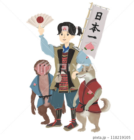 桃太郎と犬猿のイラスト 桃太郎と犬猿のイラスト 118219105