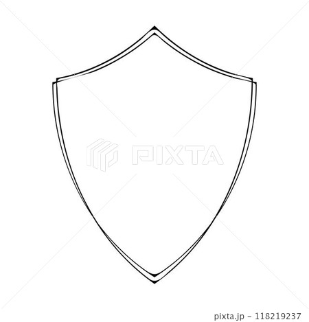 Frame shield icon element, outline border grunge shape icon, decorative doodle for design in vector illustration 118219237
