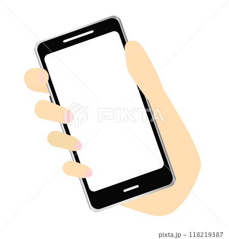 スマートフォンを持つ女性の手のイラスト素材 118219387