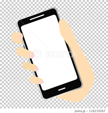 スマートフォンを持つ女性の手のイラスト素材 118219387