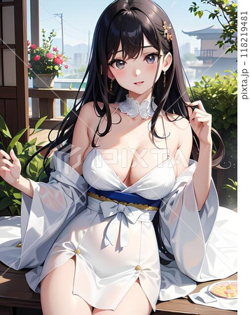 白いビキニの水着の女性 118219481