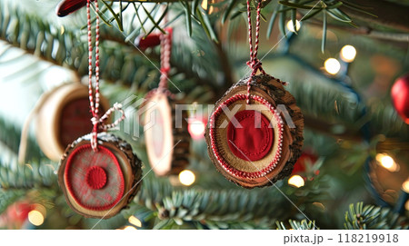 Capture the holiday spirit with this beautifully handcrafted Christmas ornament set on a festive tree 118219918