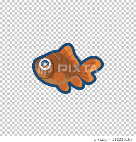 Illustration of a cute goldfish (brown goldfish) 118220169