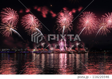 水辺に輝く花火（桑名 水郷花火大会　三重県 桑名市） 118220346