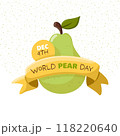 World pear day. Green pear with a ribbon 118220640