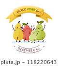 World Pear Day. Cute and happy pears celebrating a party 118220643