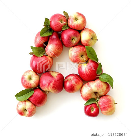 Letter A made from apples. Alphabet food 118220684