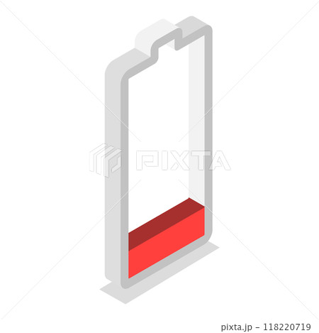 3D Isometric Flat Vector Set of Charging Level Batteries, Charge Indicator. Item 1 118220719