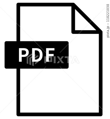 シンプルなPDFファイルのアイコン。紙にPDFのタイトル。 シンプルなPDFファイルのアイコン。紙にPDFのタイトル。 118221038