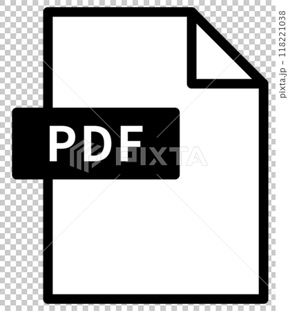 シンプルなPDFファイルのアイコン。紙にPDFのタイトル。 シンプルなPDFファイルのアイコン。紙にPDFのタイトル。 118221038