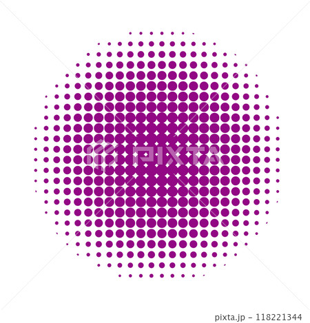 ハーフトーン素材イラスト　網点　紫　小さなドット　円フレーム　ベクター　ピング 118221344