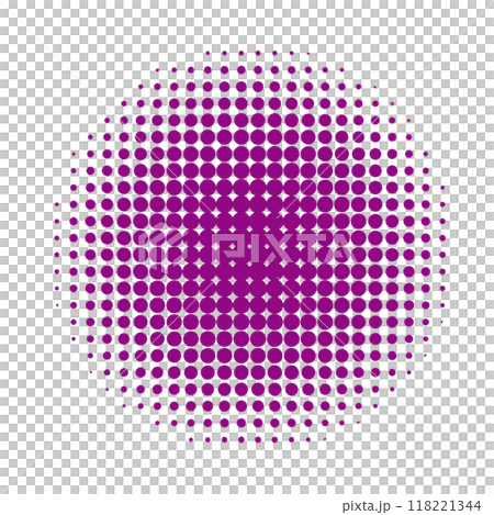ハーフトーン素材イラスト　網点　紫　小さなドット　円フレーム　ベクター　ピング 118221344