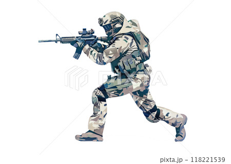 Biomorphic Stealth Trooper : A soldier with a camouflaging exoskeleton, merging with the environment, on a pure white stage. Biomorphic Stealth Trooper : A soldier with a camouflaging exoskeleton, merging with the environment, on a pure white stage. 118221539