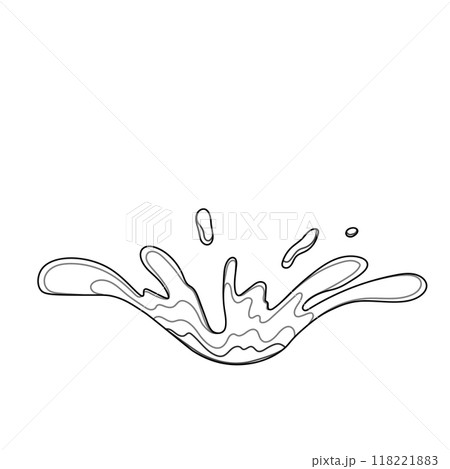 Water and juice splash liquide. One line stroke outline vector Illustration A spill shape, testament to unpredictable beauty of chaos A water splash, sudden burst of aquatic joy Fresh juice splashed 118221883