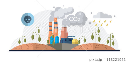Carbon dioxide vector illustration. Efforts to combat environmental damage focus on reducing carbon footprints The pervasive issue carbon dioxide pollution calls for immediate intervention Carbon dioxide vector illustration. Efforts to combat environmental damage focus on reducing carbon footprints The pervasive issue carbon dioxide pollution calls for immediate intervention 118221931