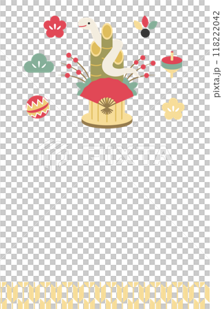 巳年と門松の年賀状テンプレート 巳年と門松の年賀状テンプレート 118222042