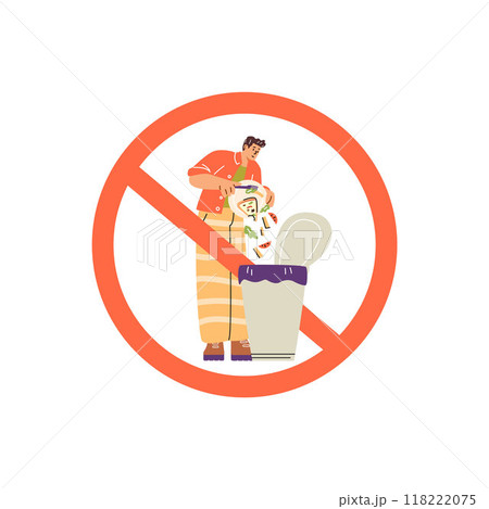 Man dumping food in bin vector illustration 118222075