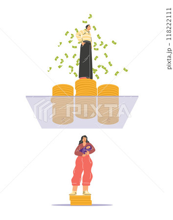 A vector illustration the disparity in career success and gender roles on a white background 118222111