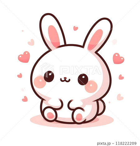 Cute rabbit, cartoon flat style illustration,...のイラスト素材 [118222209] - PIXTA