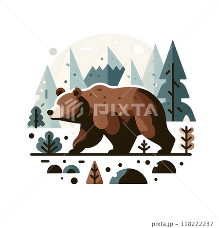 Cute bear, flat style illustration, character, white background Cute bear, flat style illustration, character, white background 118222237