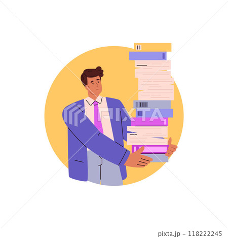 Overworked secretary holding files vector illustration Overworked secretary holding files vector illustration 118222245