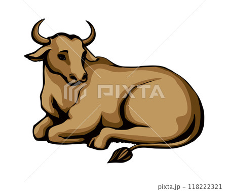 Vector drawing. Cute big cow 118222321