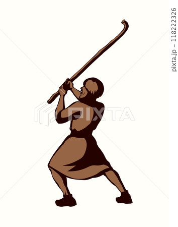 Vector drawing. Man with stick 118222326