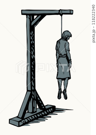 Vector drawing. Wooden gallows with loop Vector drawing. Wooden gallows with loop 118222340