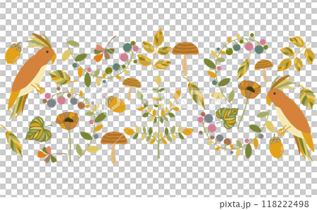 紅葉と木の実と小鳥のかわいいフレーム素材 秋のフレーム素材 紅葉と木の実と小鳥のかわいいフレーム素材 秋のフレーム素材 118222498