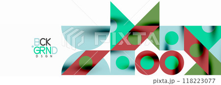 Trendy colorful circles, lines, arrows, triangles and other geometric shapes. Vector Illustration For Wallpaper, Banner, Background, Card, Book Illustration, landing page Trendy colorful circles, lines, arrows, triangles and other geometric shapes. Vector Illustration For Wallpaper, Banner, Background, Card, Book Illustration, landing page 118223077