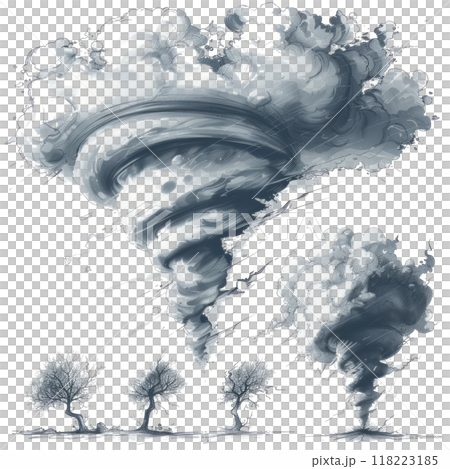 stages of tornado formation: from clouds to funnel clouds. 118223185
